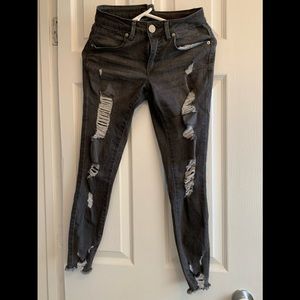Fashion nova black/gray ripped size 7 jeans